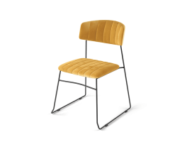 Mundo Stacking Chair yellow, velvet upholstered, fire retardant, 54x55x79cm (BxTxH), 53004