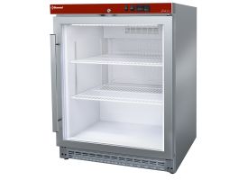 Koelkast geventileerd, glazen deur, 150 liter. R.V.S
