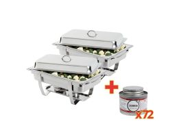 SPECIALE AANBIEDING Olympia Milan Chafing Dish x2 met Olympia vloeibare brandpasta x72