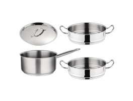 Vogue 3-delige set met steelpan en stomers