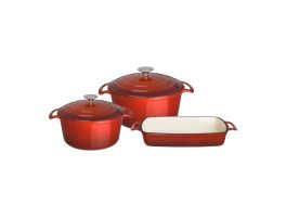 Vogue Gietijzeren Kookgerei 3-Delige Set - Rood