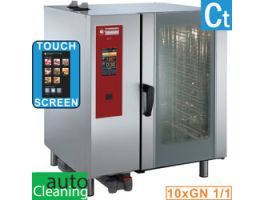 Gasoven,  "TOUCH" directe stoom en convectie 10x GN 1/1+Cleaning