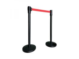 10104R - Barrier Black with Red Belt, Shut-off length 180 cm, Feet Ø 32cm, Post Ø 5cm, Height 99 cm, 8 kg