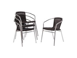 U507 - Bolero aluminium en polyrotan stoelen zwart (4 stuks)
