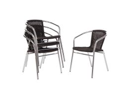 Bolero aluminium en polyrotan stoelen zwart (4 stuks)