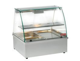 Warmvitrine, bain-marie 2x GN 1/1, panoramische