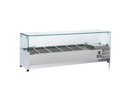 Gekoelde opzetstructuur 5 x GN 1/3 & 1x GN 1/2 -150 mm, met glasopbouw